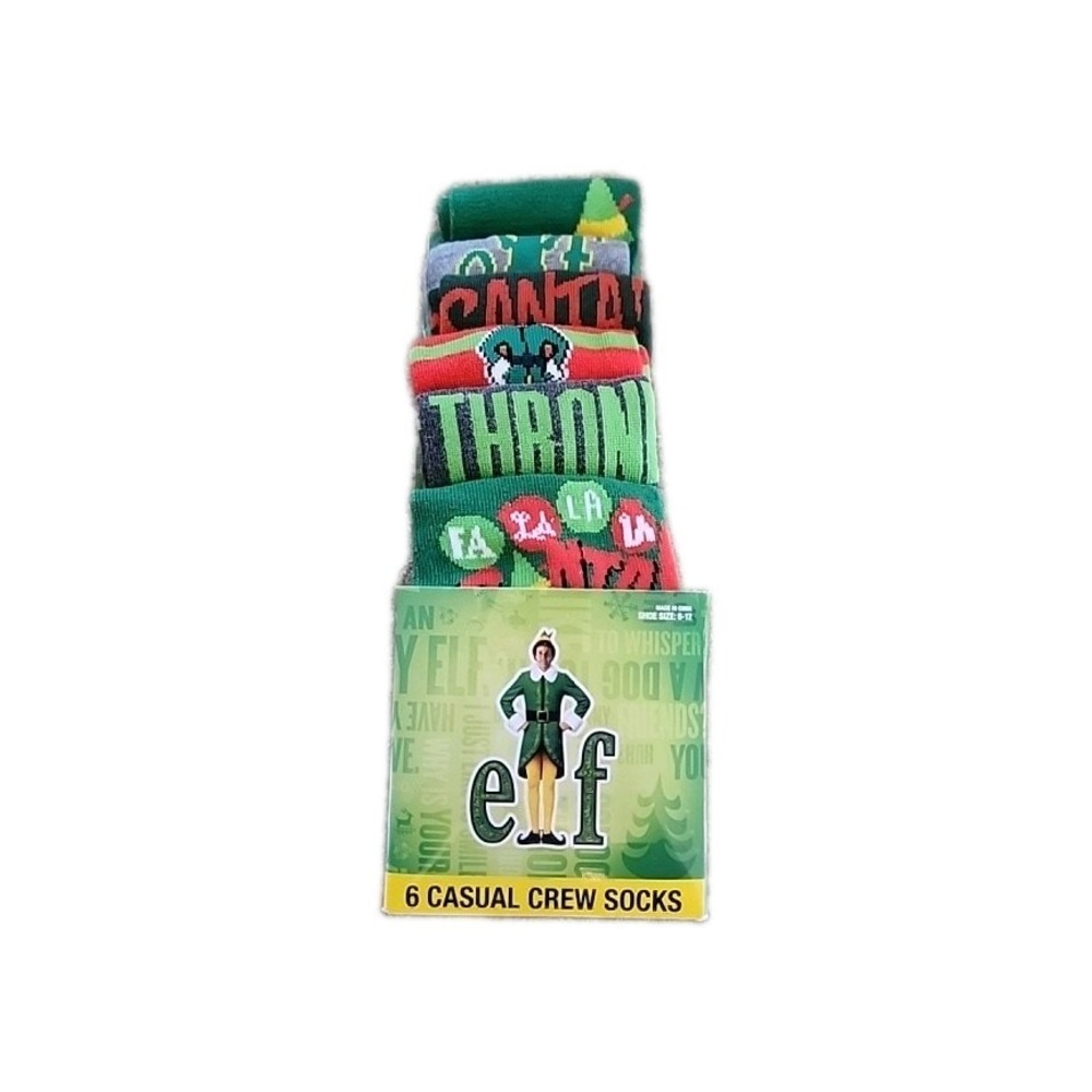 6pk Elf Casual Crew Socks Mens 8-12